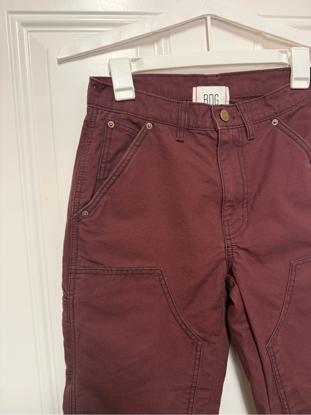 BDG Burgundy Carpenter Pants Size 25 Double Knee Workwear Utility Skater Granola - Picture 3 of 9